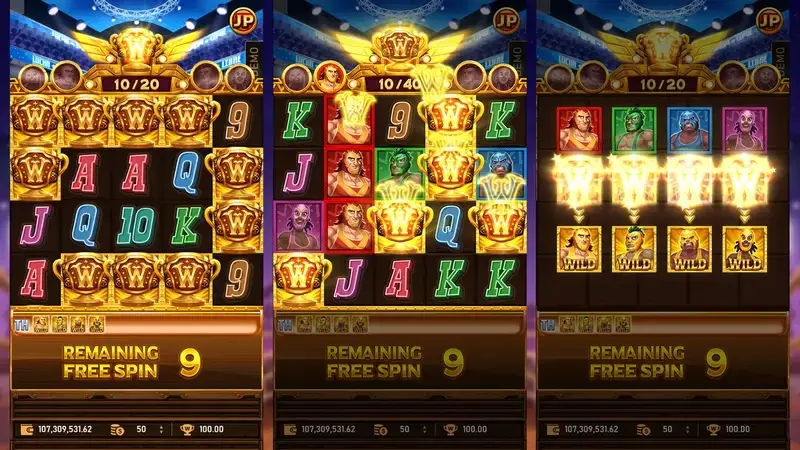 黃金摔角手 百搭符號加持 遊戲畫面