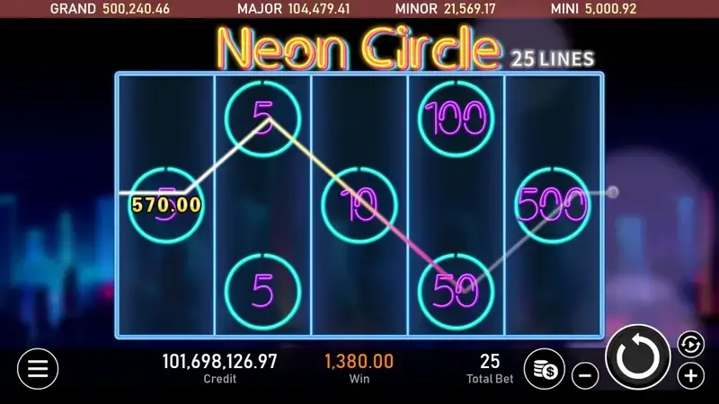 霓虹圓 免費遊戲機制 遊戲畫面